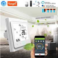 TUYA 2 Pipe 4 Pipe Fan Coil Programmable WiFi Central Air Conditioner Thermostat Temperature Controller Unit Work with Alexa