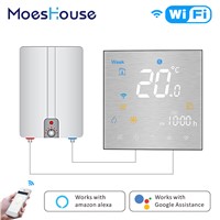 WiFi Smart Thermostat Programmable Temperature Controller for Water/Gas Boiler Metal Brushed Panel Works with Alexa Google Home