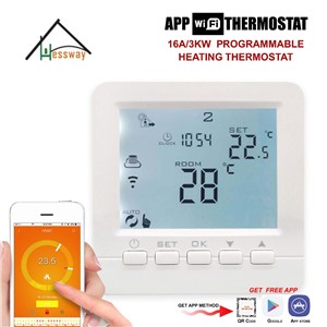 16A Remote Controlled by IOS Android Programmable Digital WiFi Thermostat for Electric Floor Heating System