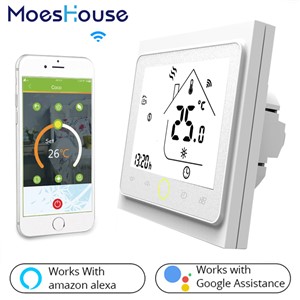 WiFi Thermostat Temperature Controller LCD Touch Screen Backlight for Electric Heating Works with Alexa Google Home 16A