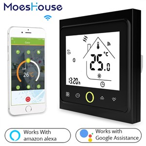 WiFi Thermostat Temperature Controller LCD Touch Screen Backlight for Electric Heating Works with Alexa Google Home 16A