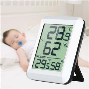 Wireless Indoor Outdoor Temperature Humidity Meter Mini LCD Digital Thermometer Hygrometer Home Table Desktop Thermo-Hygrometer