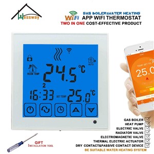 Smart Programmable Two in One Gas Boiler&Water Heating Linkage Controller WiFi Thermostat for Dry Contact Relay