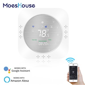 24V WiFi Smart Heat Pump Thermostat Temperature Controller Smart Life/Tuya APP Remote Control, Works with Alexa Google Home