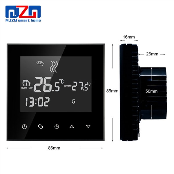 MJZM 16A03-4 Black Room Heating Thermoregulator Warm Floor Thermostat Touch Glass Screen Temperature Controller Programmable