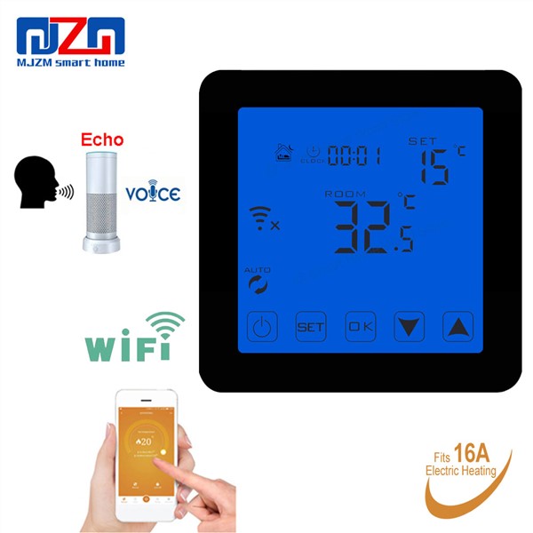 MJZM 16A08-1-WiFi Thermostat for Warm Electric Underfloor Heating Alexa Voice Control Indoor Air WiFi Thermostat Regulator