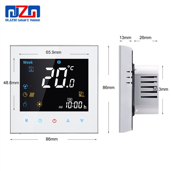 MJZM 16A-3000 Electric Floor Heating Thermostat Black Digital Thermostat Programmable Color Screen Room Temperature Regulator