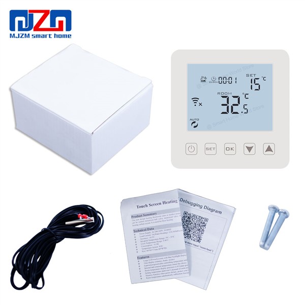 MJZM 16A08-4-WiFi Echo Alexa Voice Control Thermo Regulator for Smart Home NTC Underfloor Heating Thermostat White Backlight