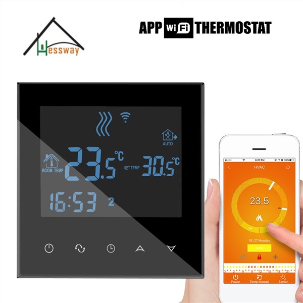 EU Programmable Touch Screen Heating WiFi Thermostat Wiht Double Sensor