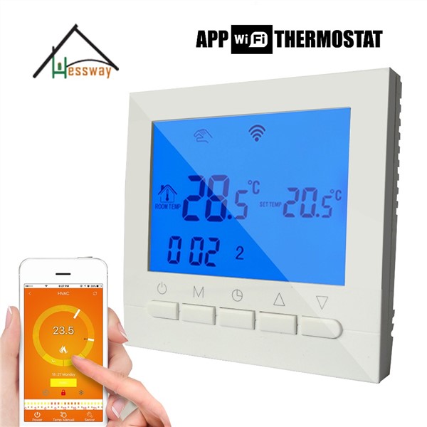 English Russi Dry Contac Gas Boiler Temperature Controller Thermostat WiFi APP Remote Controls with Floor Heating Linkage