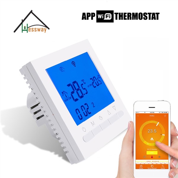 English Russi Dry Contac Gas Boiler Temperature Controller Thermostat WiFi APP Remote Controls with Floor Heating Linkage