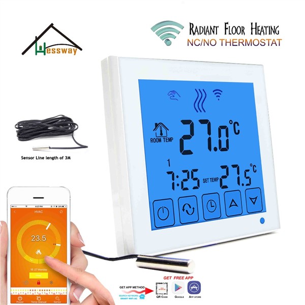 WiFi Touch Thermostat Programmable Temperature Controller for Water Heating/Radiator Valve/Radiator by Smart Phone Android ISO