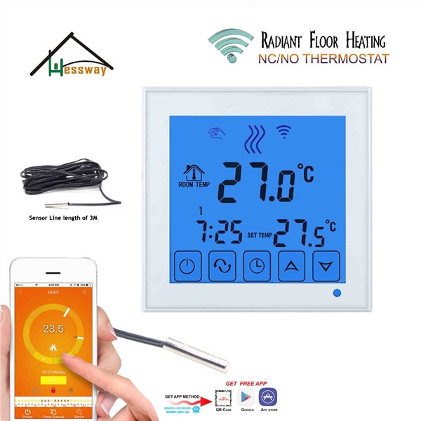 WiFi Touch Thermostat Programmable Temperature Controller for Water Heating/Radiator Valve/Radiator by Smart Phone Android ISO