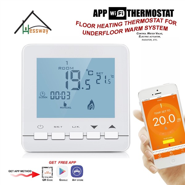 Water Valve, Electric Actuator, Radiator by Smart Phone Floor Heating Thermostat WiFi for for Underfloor Warm System