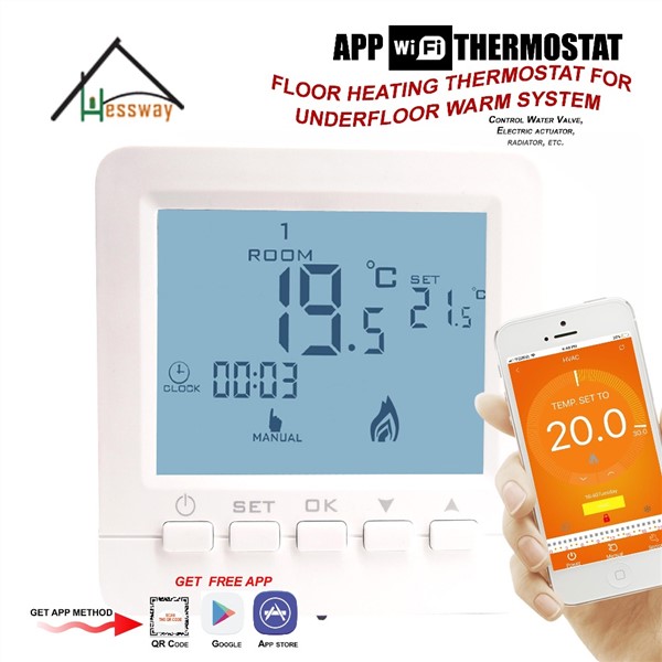 Water Valve, Electric Actuator, Radiator by Smart Phone Floor Heating Thermostat WiFi for for Underfloor Warm System