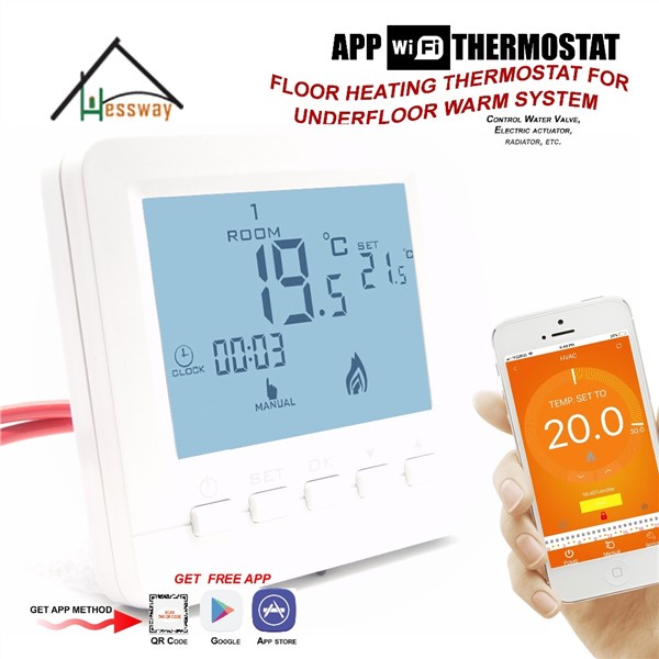 Programmable Temperature Controller Floor Heating Thermostat WiFi for Water Heating/Thermostatic Radiator Valve Control