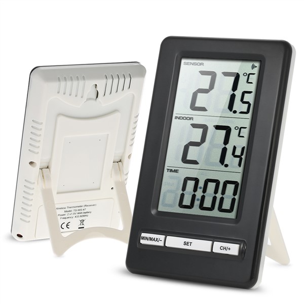 Accurate Household LCD Digital Wireless Thermometer Indoor & Outdoor Temperature Measurement With12H/24H Clock Display