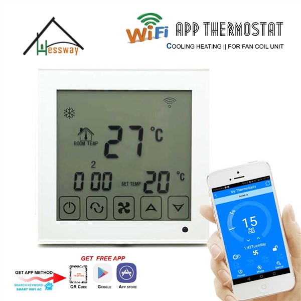 HESSWAY 2p 4p Central Air Conditioner Cooling Heating Smart WiFi Thermostat for Fan Coil Unit Room Temperature Controller