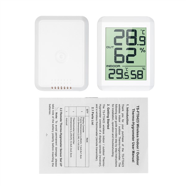Wireless Indoor Outdoor Temperature Humidity Meter Mini LCD Digital Thermometer Hygrometer Home Table Desktop Thermo-Hygrometer