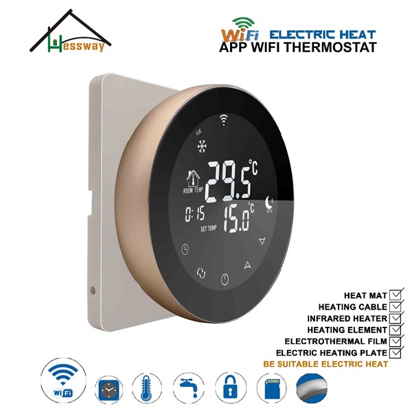 EU Aluminum Alloy Double Sensor WiFi Thermostat 16A Infrared Radiation Heating Heating Cable for Underfloor Heating