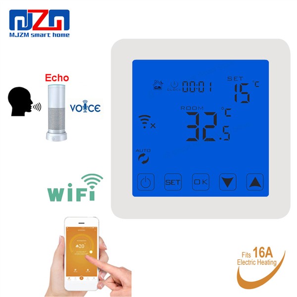 MJZM 16A08-1-WiFi Thermostat for Warm Electric Underfloor Heating Alexa Voice Control Indoor Air WiFi Thermostat Controller
