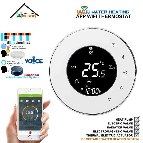 95-240VAC Circle IVR THERMOSTAT WiFi 3A Weekly Programmable Works with Amazon Alexa Google Assistant Voice Interaction