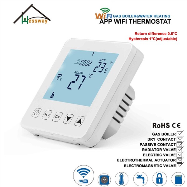 EU 100-240V 3A Hysteresis 1 Degree Gas Boiler Heating Thermostat WiFi for Water Heating, Radiator Valve, Dry Contact