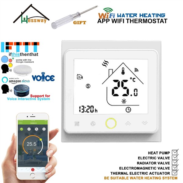 APP by 14 Languages Works with Alexa Google Home WiFi Programmable Thermostat Touch Screen for Water Heating Radiator