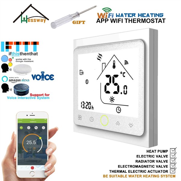 3A Weekly Programmable Wireless Room RF&WiFi Floor Heating Thermostat for Underfloor Warm System Works with Alexa Google Home