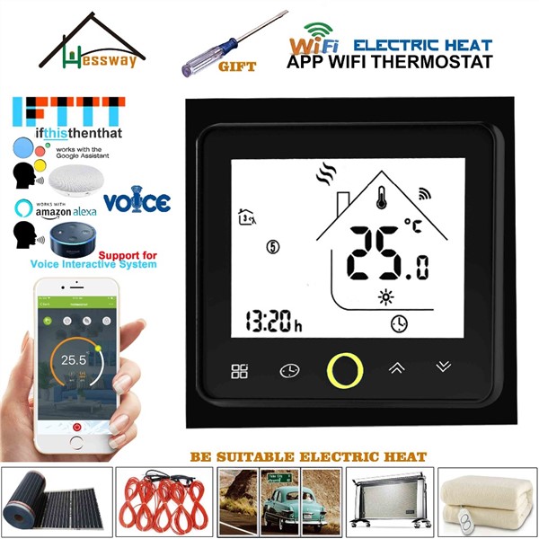 Double Sensor 16A Weekly Programmable Underfloor Heating Central Heating Thermostat WiFi APP for Interactive Voice Response