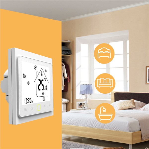 WiFi Thermostat Temperature Controller for Electric Heating Work Home Water Heating System Six Periods Programmable BHT-002GALW