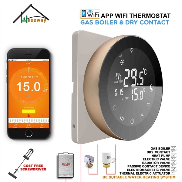2 in 1 Gas Boiler & Underfloor Warm System THERMOSTAT WiFi Temperature Controller for Dry Contact & Radiator