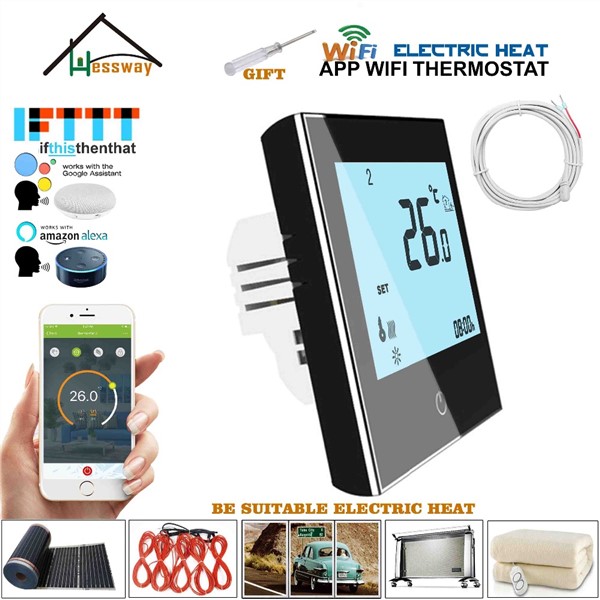 EU 95-240VAC 16A Remote Sensor Central Heating Thermostat WiFi IVR for Electric Heat, Heating Cable, Electric Heating Film
