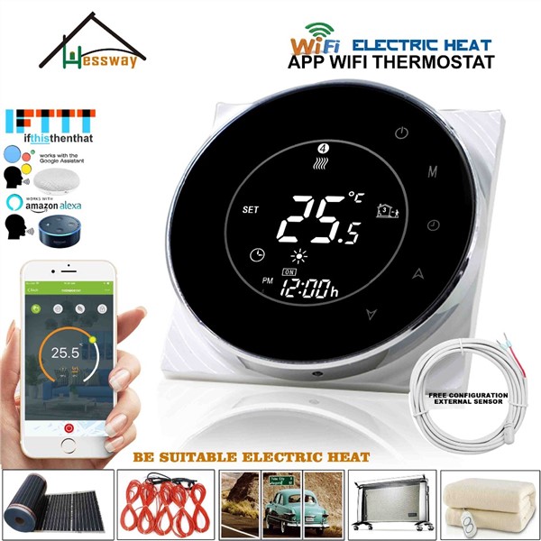 EU 16A 250V Thermoregulator Touch Screen Heating Thermostat Circular WiFi Heating Machine Voice Interaction for Remote Sensor