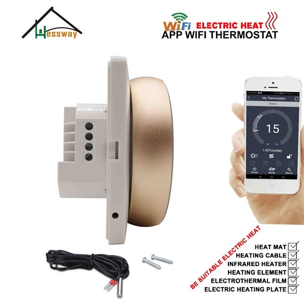 HESSWAY EU Programmable Double Sensor WiFi Wireless Heating Thermostat for Load 16A Heating Cable, Heating Film