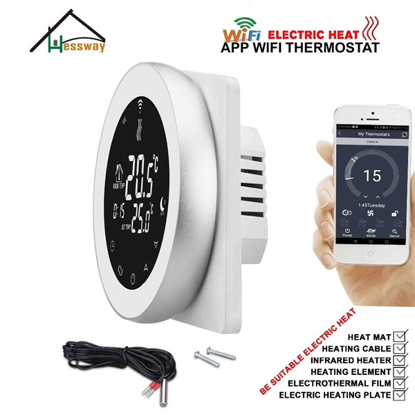 HESSWAY EU Programmable Double Sensor WiFi Wireless Heating Thermostat for Load 16A Heating Cable, Heating Film