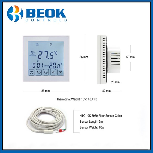 Beok Remote Control TDS23WIFI-EP Thermostat with Large Touch Screen Display Electric Temperature Controller
