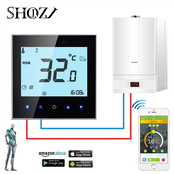 Thermostat WiFi Temperature Controller for Gas Boiler/Waterfloor Heating Water/Electric /Support Google Home Alexa Voice Control