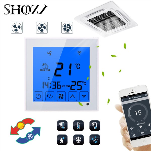 WiFi Smart Thermostat 2p 4p Central Air Conditioner Cooling Heating for Fan Coil Unit Room Temperature Controller SMART HOUESE