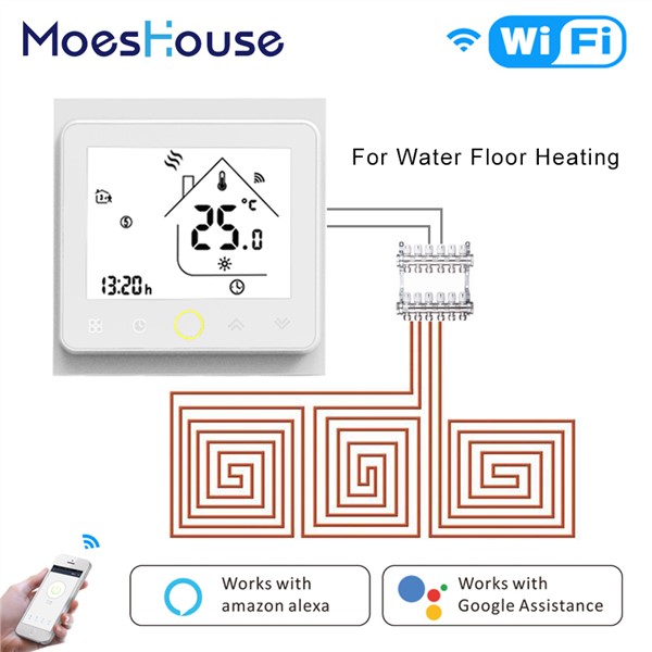 Smart Thermostat WiFi Temperature Controller LCD Smart Life APP Control for Water Floor Heating Works with Alexa Google Home 3A