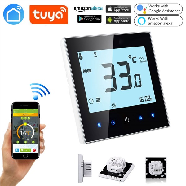 Wall-Hung WiFi Smart Thermostat Temperature Controller for Gas Boiler Works with Alexa Google Home
