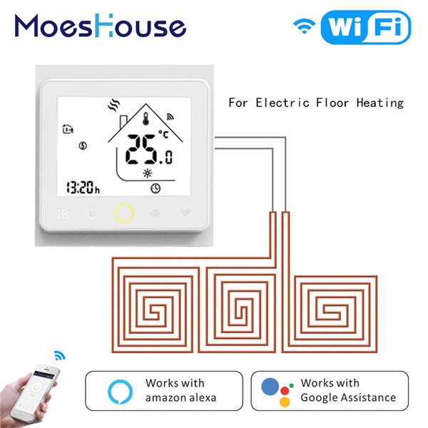Smart Thermostat WiFi Temperature Controller Smart Life APP Remote Control for Electric Heating Works with Alexa Google Home 16A