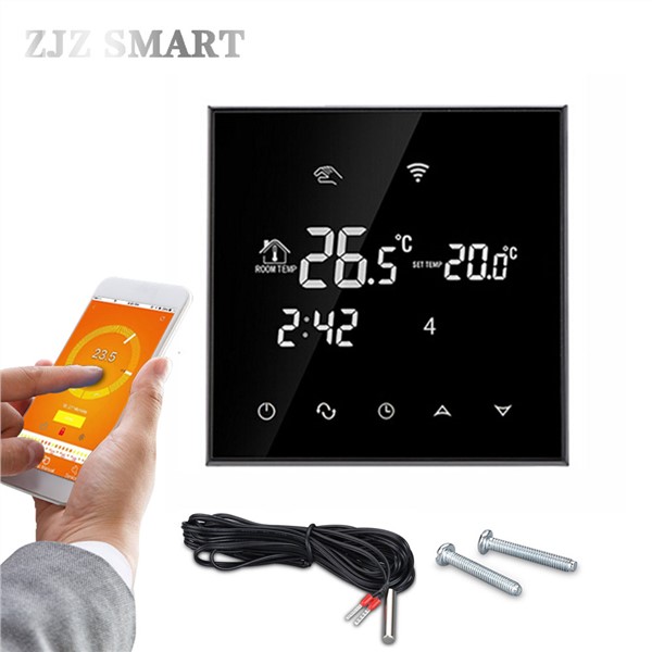 WiFi Touch Screen Thermostat Temperature Controller for Electric/ Water Floor Heating Water/Gas Boiler Works Weekly Programmable
