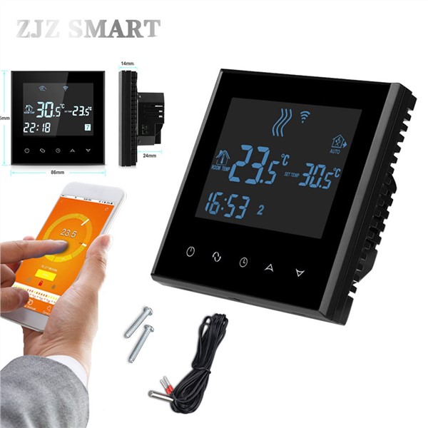 WiFi Touch Screen Temperature Thermostat Controller for Water/Electric Floor Heating Water/Gas Boiler Works Smart House