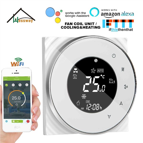 HESSWAY 2P Cooling Heating WiFi Room Thermostat Temperature Control Switch for Air Conditioner by Works with Alexa Google Home