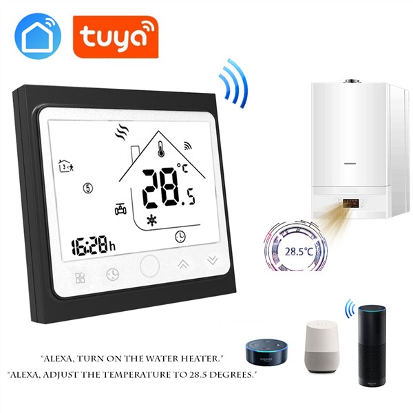 Tuya Wireless Wall Mounted Gas Boiler Thermostat EU 3A Valve Radiator Linkage Controller WiFi for Dry Contact &Passive Contact