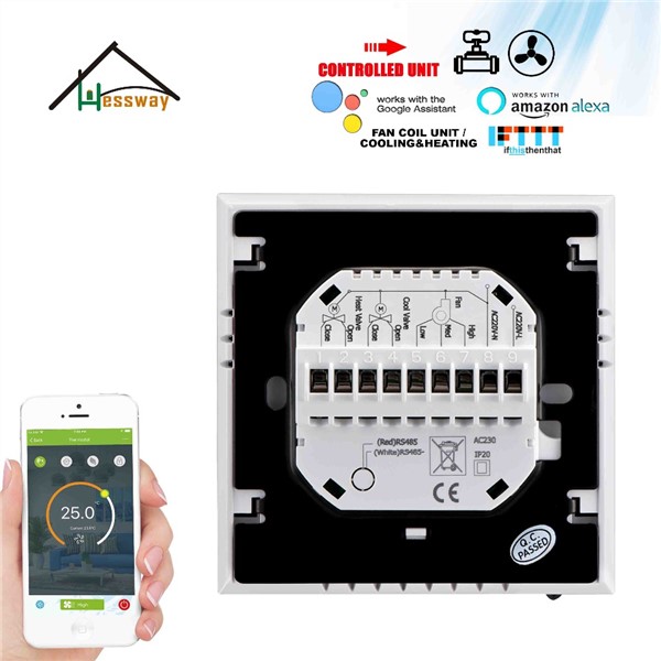 HESSWAY EU Mounting 2Pipe 4pipe Temperature Control Switch WiFi Thermostat Cooling Heating for Extractor 3 Speed