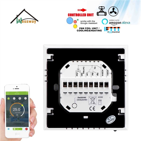 HESSWAY EU Mounting 2PIPE Cooling Heating 3 Speed Heat Cool Temp Thermostat WiFi Hyundai Housing for Digital Programmable