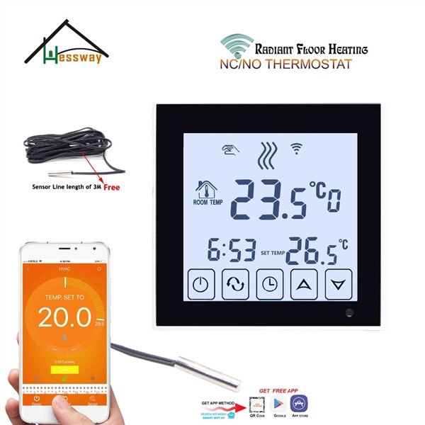 Mobile Sensor NO, NC Water Floor Heating WiFi Thermostatic Radiator Valve for White Background Light