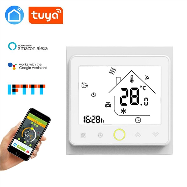 Tuya App Thermostat for Electric Heating 16A LCD Display Temperature Controller for Electric Floor Heating